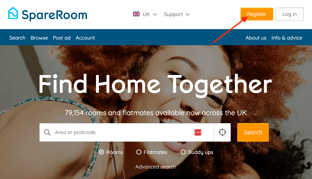 How to register to Sprareroom UK